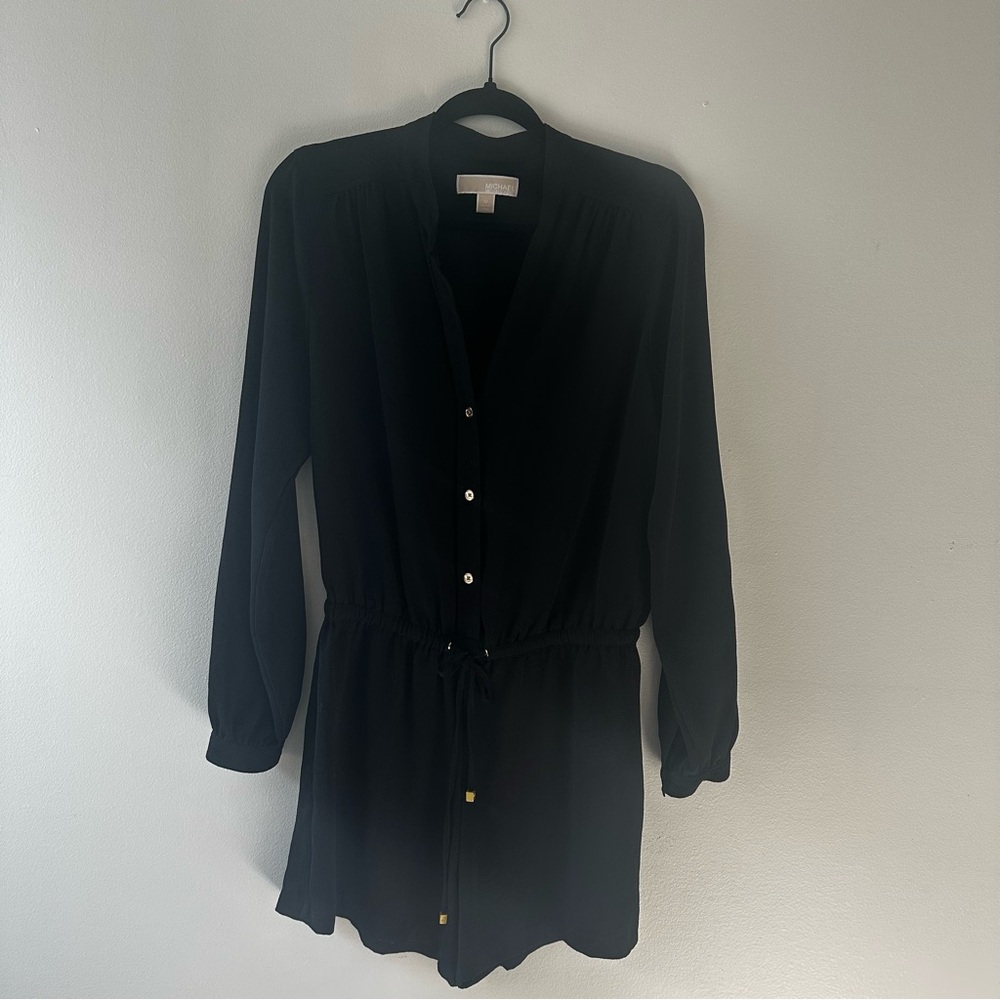 Michael Kors Black Open-Front Lightweight Romper